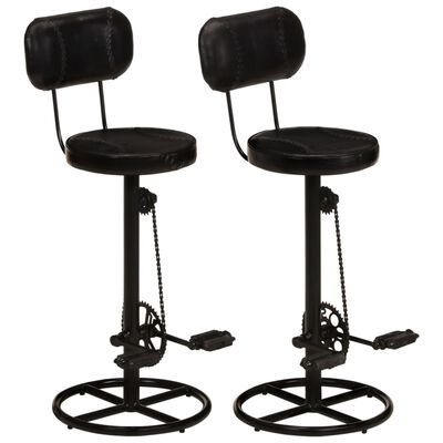 vidaXL Barové stoličky 2 ks čierne pravá kozia koža