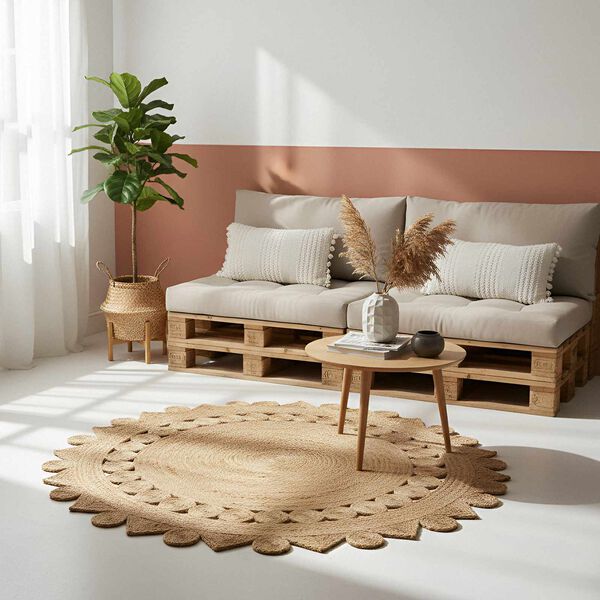 vidaXL Koberec Hned&aacute; &Oslash; 240 cm Juta