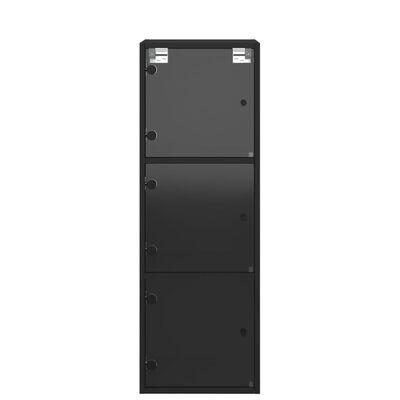 vidaXL Bočná skrinka so sklenenými dvierkami čierna 35x37x100 cm