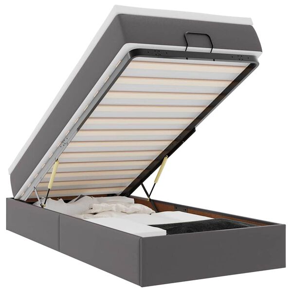 vidaXL Osmanský rám postele s matracom sivá 100x200 cm umelá koža