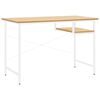 vidaXL Poč&iacute;tačov&yacute; st&ocirc;l, biely a svetl&yacute; dub 105x55x72 cm, MDF a kov