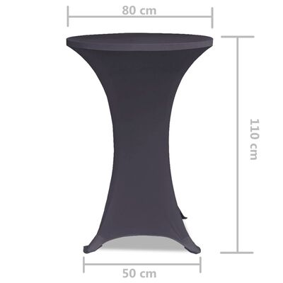 vidaXL Naťahovací poťah na stôl, 2 ks, 80 cm, antracitový