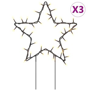 vidaXL Vianočn&aacute; sveteln&aacute; dekor&aacute;cia s hrotmi 3 ks hviezda 50 LED 29 cm
