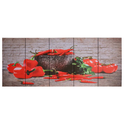 vidaXL Sada nástenných obrazov na plátne Paprika rôznofarebná 150x60 cm