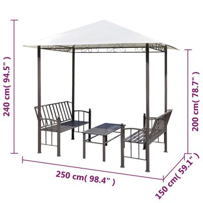 vidaXL Záhradný altánok so stolom a lavicami 2,5x1,5x2,4 m
