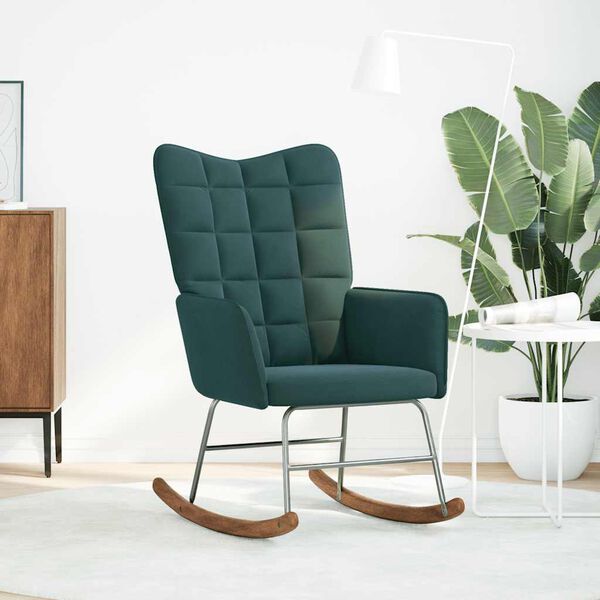 vidaXL Hojdacie kreslo tmavozelené zamatové