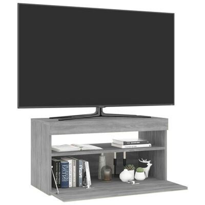 vidaXL TV skrinka s LED svetlami sivý dub sonoma 75x35x40 cm