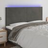 vidaXL Čelo postele s LED tmavosiv&eacute; 180x5x118/128 cm zamat