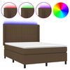 vidaXL Posteľ boxsping s matracom a LED tmavohned&aacute; 140x200 cm l&aacute;tka
