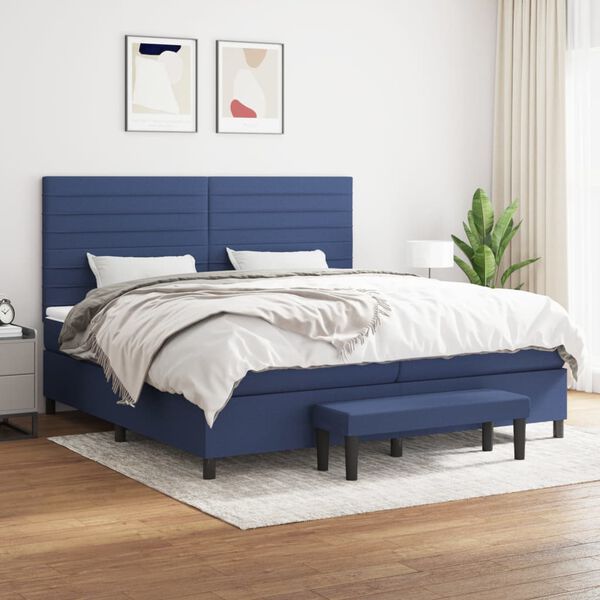 vidaXL Boxspring posteľ s matracom modr&aacute; 200x200 cm l&aacute;tka