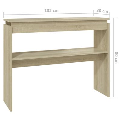vidaXL Konzolový stolík dub sonoma 102x30x80 cm drevotrieska