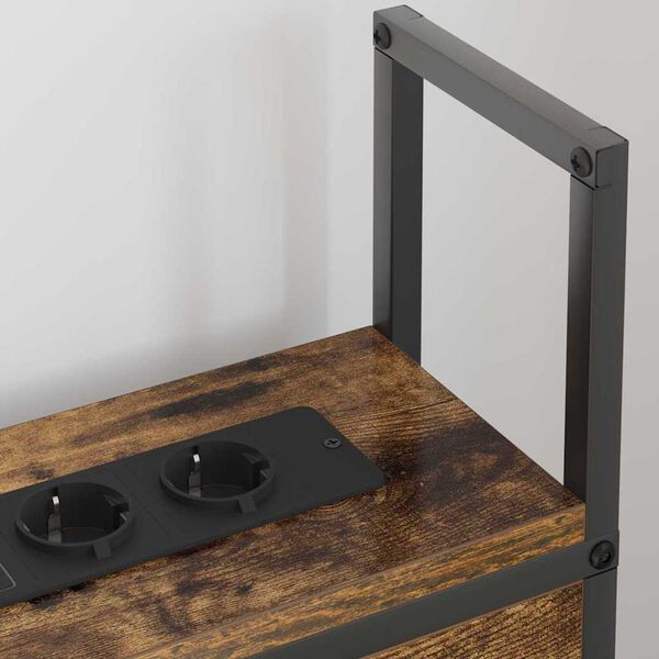 vidaXL &Uacute;ložn&aacute; čelľadka s nab&iacute;jacou stanicou Tmav&yacute; dub 102 x 15 x 98 cm