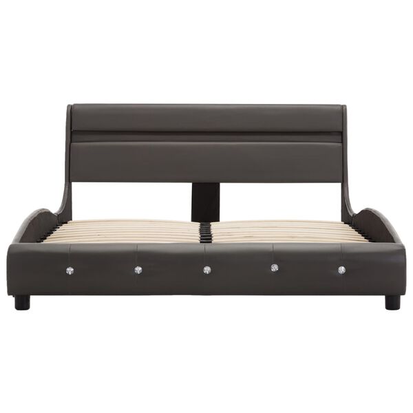 vidaXL Posteľný rám s LED, sivý, umelá koža 140x200 cm