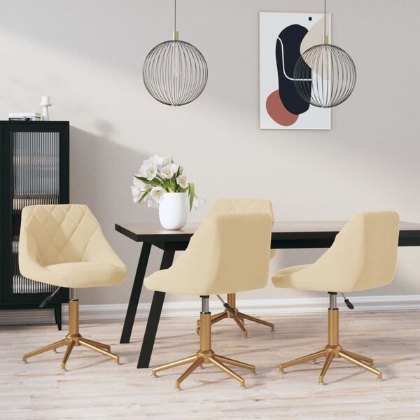 vidaXL Otočn&eacute; jed&aacute;lensk&eacute; stoličky 4 ks kr&eacute;mov&eacute; zamatov&eacute;