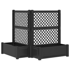 vidaXL Veľk&yacute; kvetin&aacute;č s trel&aacute;žou 2 pcs Antracitov&aacute;
