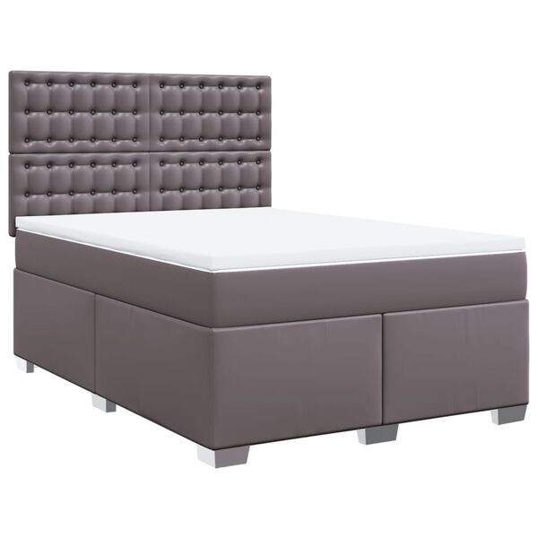 vidaXL Boxspring posteľ s matracom siv&aacute; 140x190 cm umel&aacute; koža