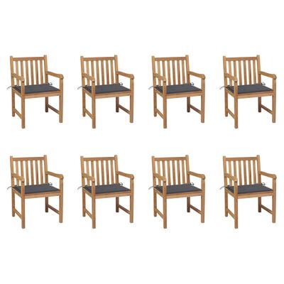 vidaXL Záhradné stoličky 8 ks s antracitovými podložkami tíkový masív