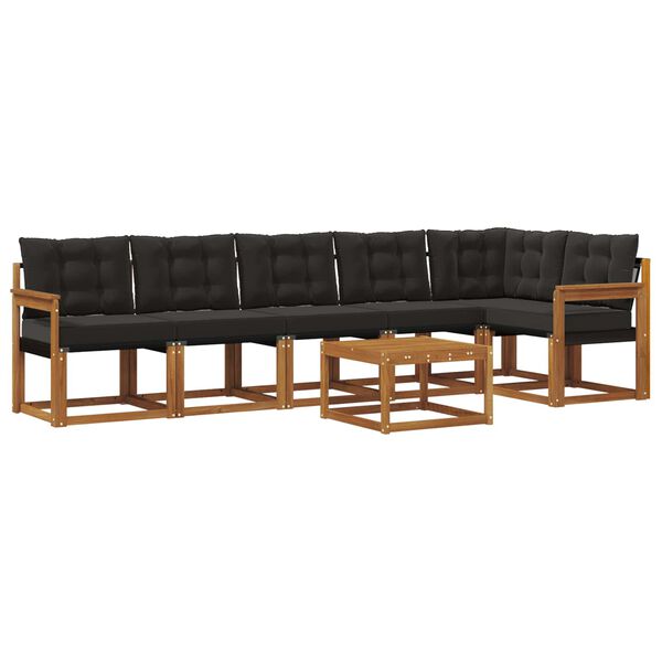 vidaXL Z&aacute;hradn&aacute; s&uacute;prava gaučov s vank&uacute;&scaron;om 7 pcs Pr&iacute;rodn&aacute; a čierna