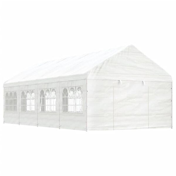 vidaXL Altánok so strechou, biely 8,92x4,08x3,22 m, polyetylén