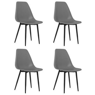 vidaXL Jedálenské stoličky 4 ks, sivé, PP
