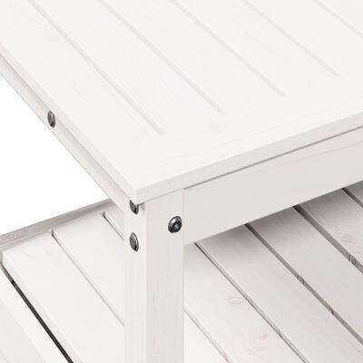 vidaXL Stôl na presádzanie s policami biely 82,5x45x81 cm mas.borovica