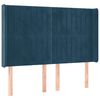 vidaXL Čelo postele so z&aacute;hybmi tmavomodr&aacute; 147x16x118/128 cm zamat