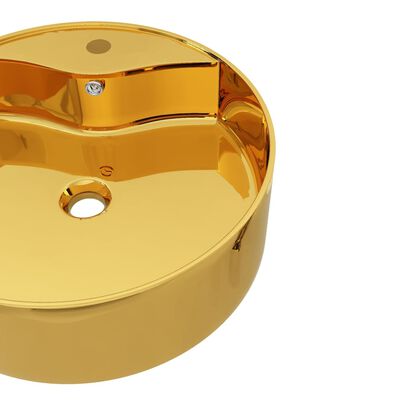 vidaXL Umývadlo s prepadom 46,5x15,5 cm keramické zlaté