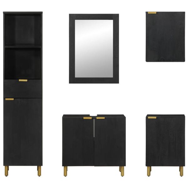 vidaXL 5-dielna sada k&uacute;peľňov&eacute;ho n&aacute;bytku čierna kompozitn&eacute; drevo