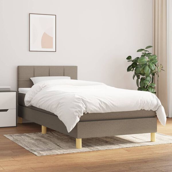 vidaXL Posteľn&yacute; r&aacute;m boxspring s matracom sivohned&yacute; 90x190 cm l&aacute;tka
