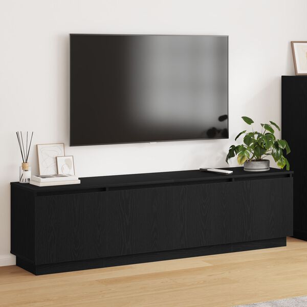 vidaXL TV stol&iacute;k s LED Čierny dub 180 x 38 x 49 cm Kompozitn&eacute; drevo