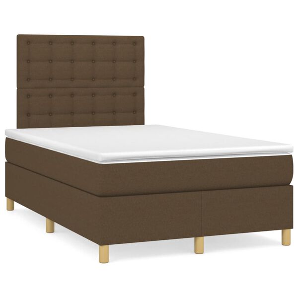 vidaXL Boxspring posteľ s matracom tmavohned&aacute; 120x200 cm l&aacute;tka