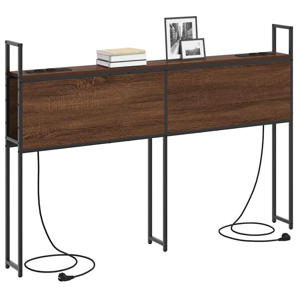 vidaXL &Uacute;ložn&aacute; čelľadka s nab&iacute;jacou stanicou Hned&yacute; dub 163 x 15 x 98 cm