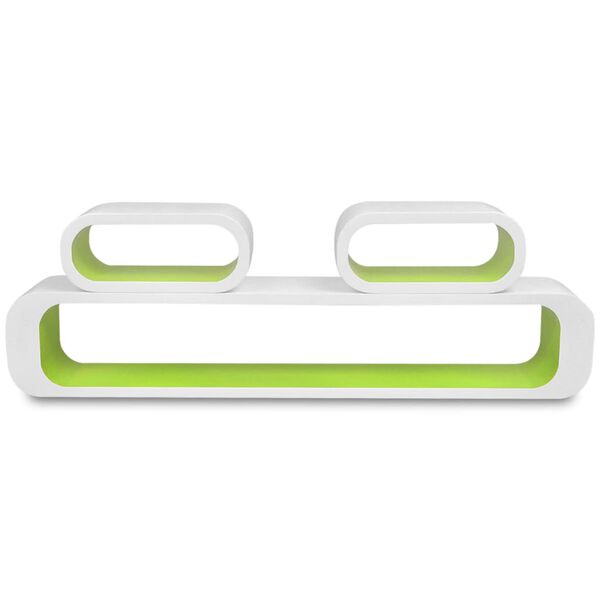 Bielo zelen&eacute; police z MDF na vystavovanie/odkladanie kn&iacute;h a DVD 3 ks