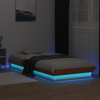 vidaXL LED posteľný rám voskovo hnedý 100x200 cm masívna borovica