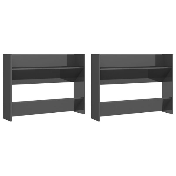 vidaXL N&aacute;stenn&eacute; skrinky na top&aacute;nky 2 ks, leskl&eacute; siv&eacute; 80x18x60 cm