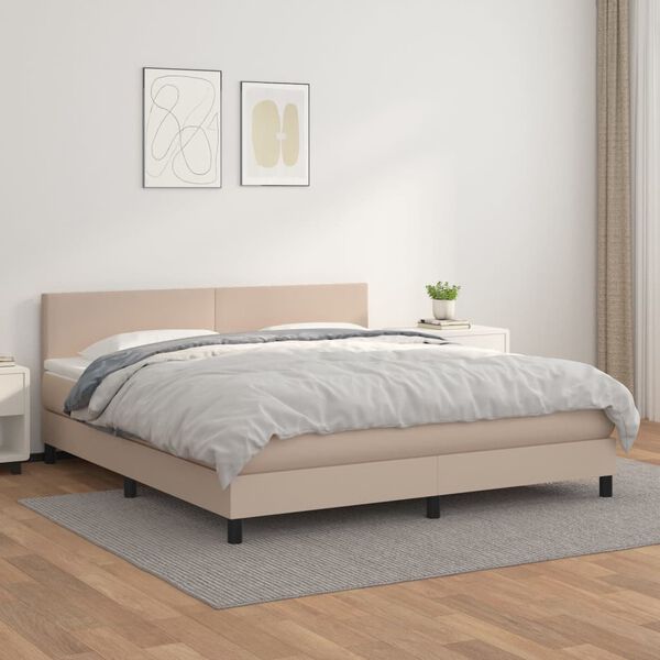 vidaXL Boxspring posteľ s matracom kapuč&iacute;nov&aacute; 160x200 cm umel&aacute; koža