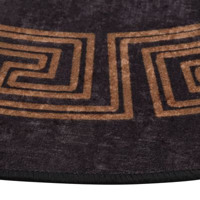 vidaXL Prateľný koberec φ120 cm čierno-zlatý protišmykový