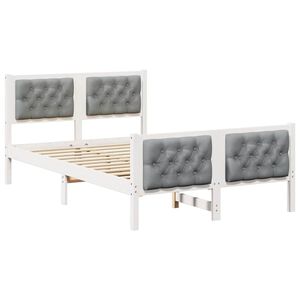 vidaXL R&aacute;m postele Svetlosiv&aacute; 135 x 190 cm Mas&iacute;vne borovicov&eacute; drevo