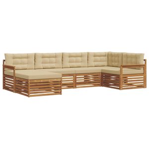 vidaXL Z&aacute;hradn&aacute; s&uacute;prava gaučov s vank&uacute;&scaron;om 6 pcs Pr&iacute;rodn&aacute; a b&eacute;žov&aacute;