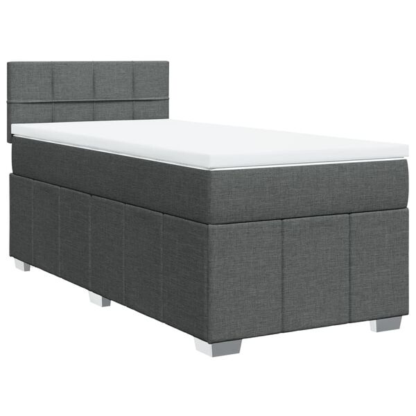 vidaXL Boxspring posteľ s matracom tmavosiv&aacute; 90x200 cm l&aacute;tka