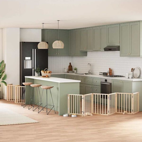 vidaXL Br&aacute;na pre psa s dverami skladacia 15panely 750cm topoľov&eacute; drevo