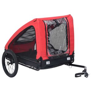 vidaXL Voz&iacute;k za bicykel pre psa, červeno čierny