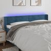 vidaXL Čelo postele s LED tmavomodr&eacute; 203x16x78/88 cm zamat