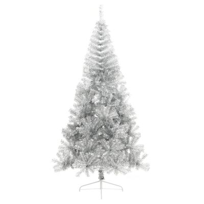 vidaXL Umelý polovičný vianočný stromček+stojan, strieborný 210 cm