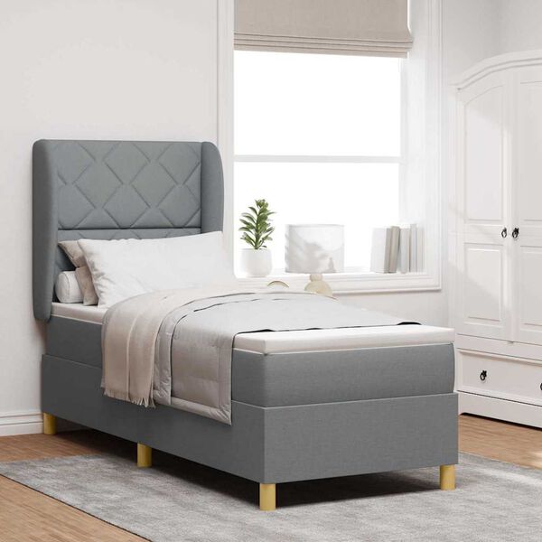 vidaXL Boxspring posteľ s matracom tmavo&scaron;ed&aacute; 90x190 cm Svetlosiv&aacute;