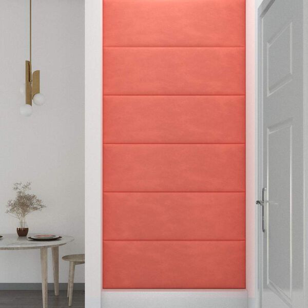 vidaXL Nástenné panely 12 ks ružové 90x30 cm zamat 3,24 m²