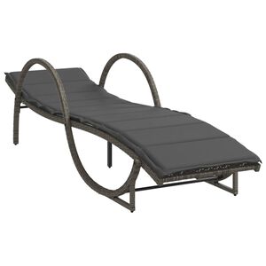 vidaXL Z&aacute;hradn&eacute; ležadlo s vank&uacute;&scaron;om siv&eacute; 60x199x42 cm polyratan