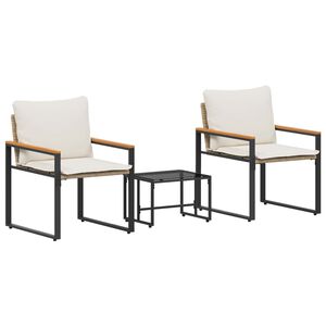 vidaXL Sady n&aacute;bytku s vank&uacute;&scaron;om 3 pcs Bežov&aacute; a smotanovo biela Ratan