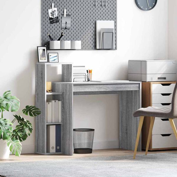 vidaXL Stôl s poličkou Sivý Sonoma 100 x 40 x 90 cm Kompozitné drevo