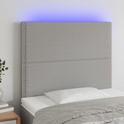 vidaXL Čelo postele s LED bledosivé 100x7x118/128 cm látka